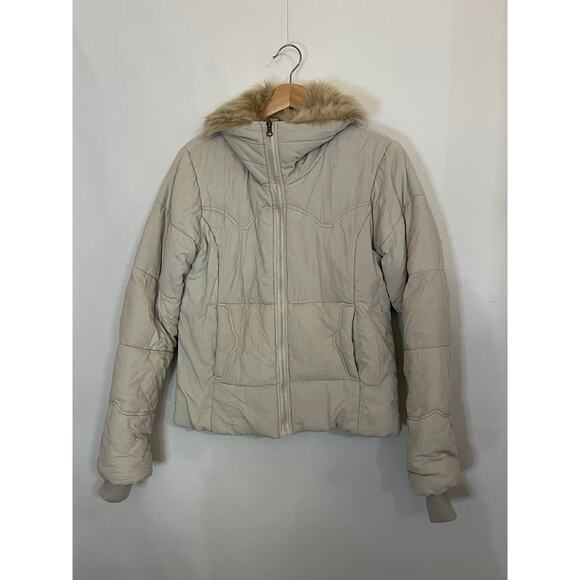 BB Dakota Women's Corduroy Bomber Jacket Style with Faux Fur High Collar Size L - Picture 1 of 13